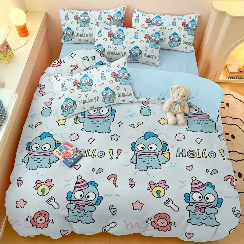 

Hangyodon Anime Kawaii Sanrio Ins Three Four Piece Sets Dormitory Bedding Comforter Cute Cartoon Bed Sheet Cover Gifts for Girls