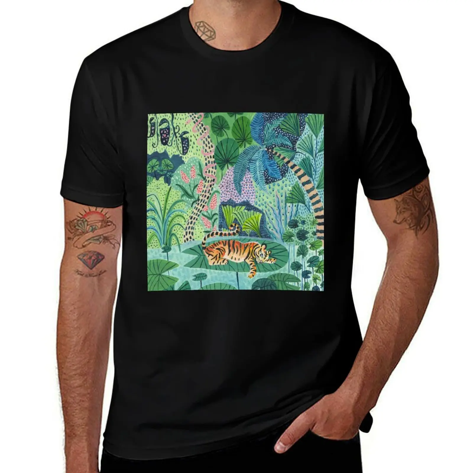 Jungle Tiger T-Shirt Trendy Casual Short Sleeve Shirt T-Shirt