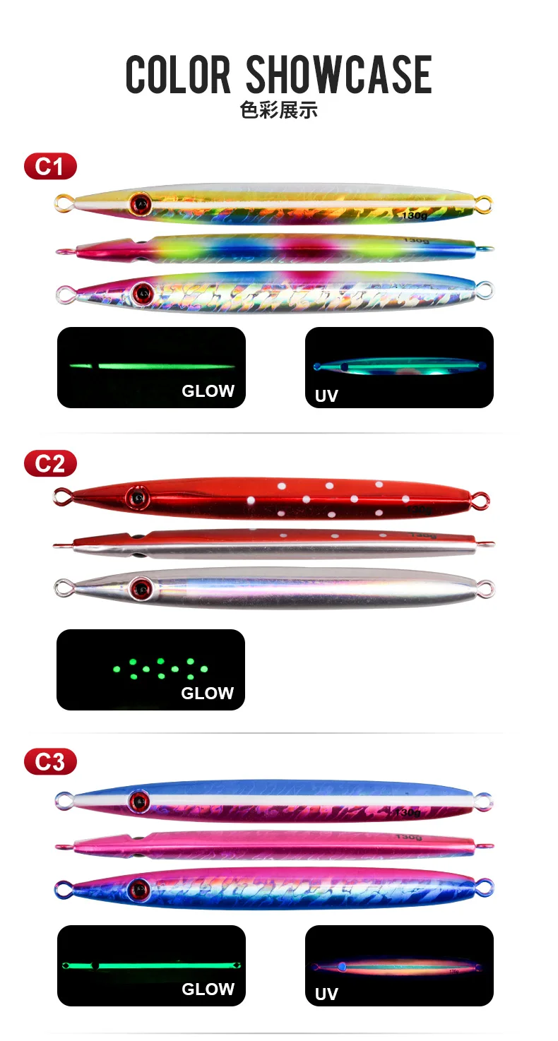 TEASER J85 100 g-200 g Speed Falling Fast Sinking Vertical Jigs Luminous Hard Metal Casting Jig Lure Assist Hook – Detail 7