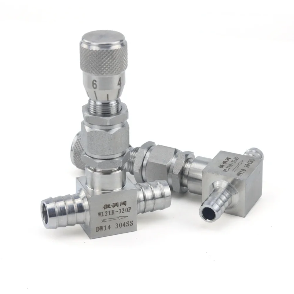 4/6/8/10/12/14mm Hose Barb Pagoda Stainless Steel 304 Needle Valve Micro Flow Regulating Metering Valve Controller Water Gas