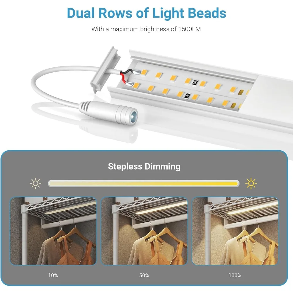 밝기 조절 LED 조명이 있는 V40L 커버 의류 랙, 헤비 듀티 의류 랙, 휴대용 옷장 옷장 독립형 의류 랙