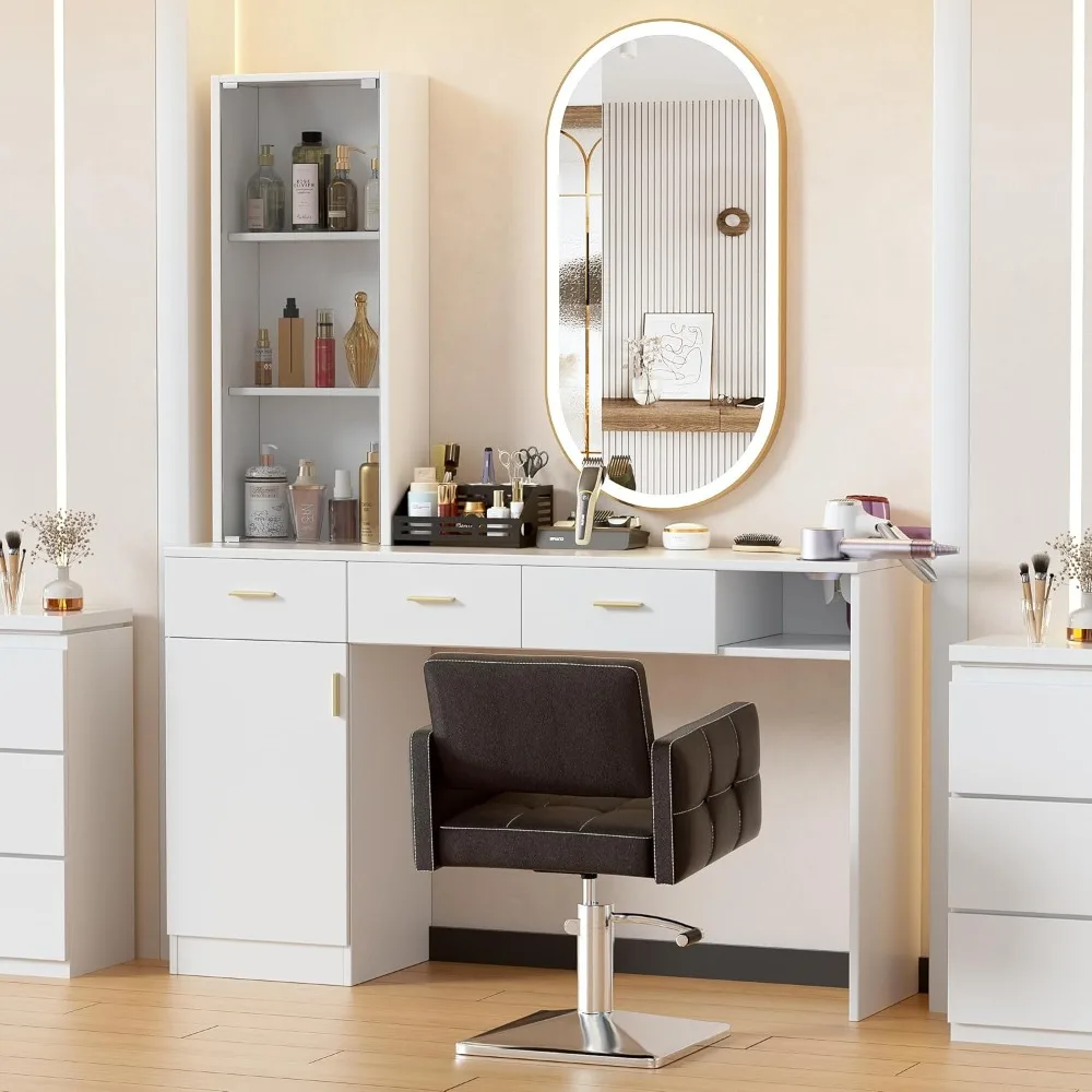 محطة صالون الحلاقة، مجموعة معدات صالون تصفيف الشعر على الحائط، مجموعة أثاث سبا التجميل #1