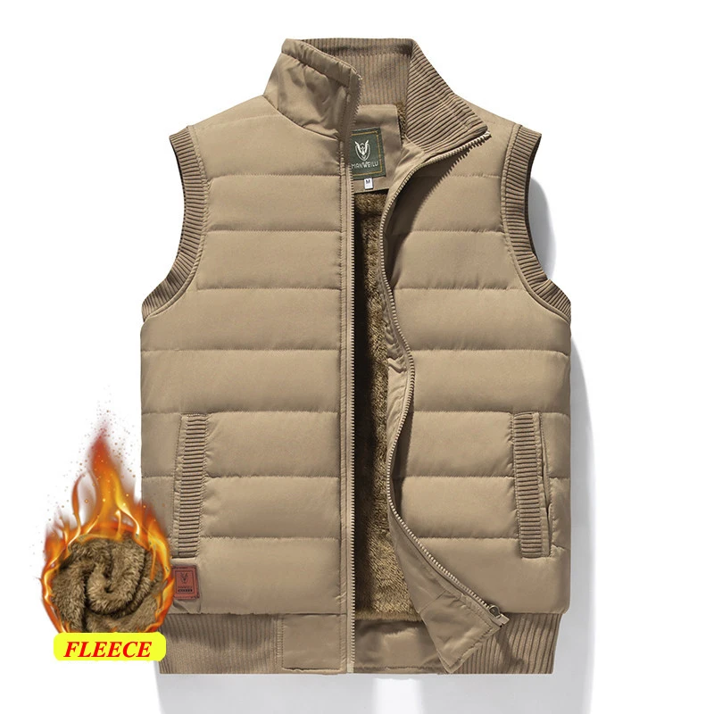 Winter Men's Padded Vests Fashion Men Fleece Lined Warm Waistcoats Men Waterproof  Windproof Sleeveless Jackets Clothing 8XL