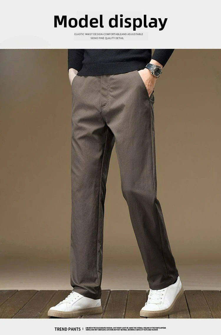 Herren Business-Hose, Gerade Passform, Baumwolle, Lässige Hose, Modische Herrenhose mit Elastischem Bund, Dehnbar, für Frühling und Herbst, Vielseitige Arbeitshose – Detail 9