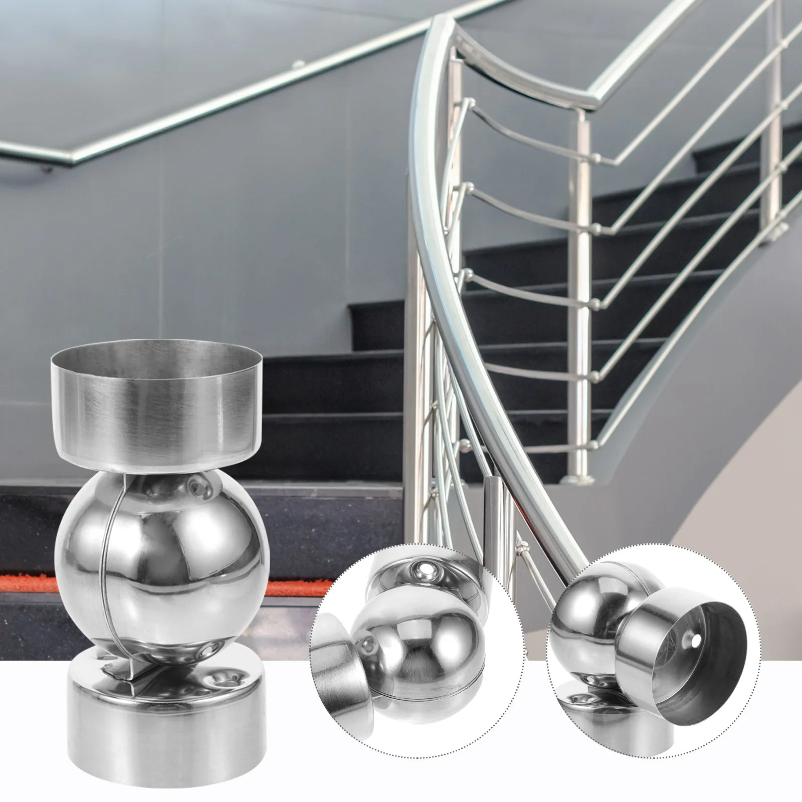 

2Pcs Round Handrail Connector Stainless Steel Adjustable Handrail Extension Fitting for Stair Cable Railing Deck