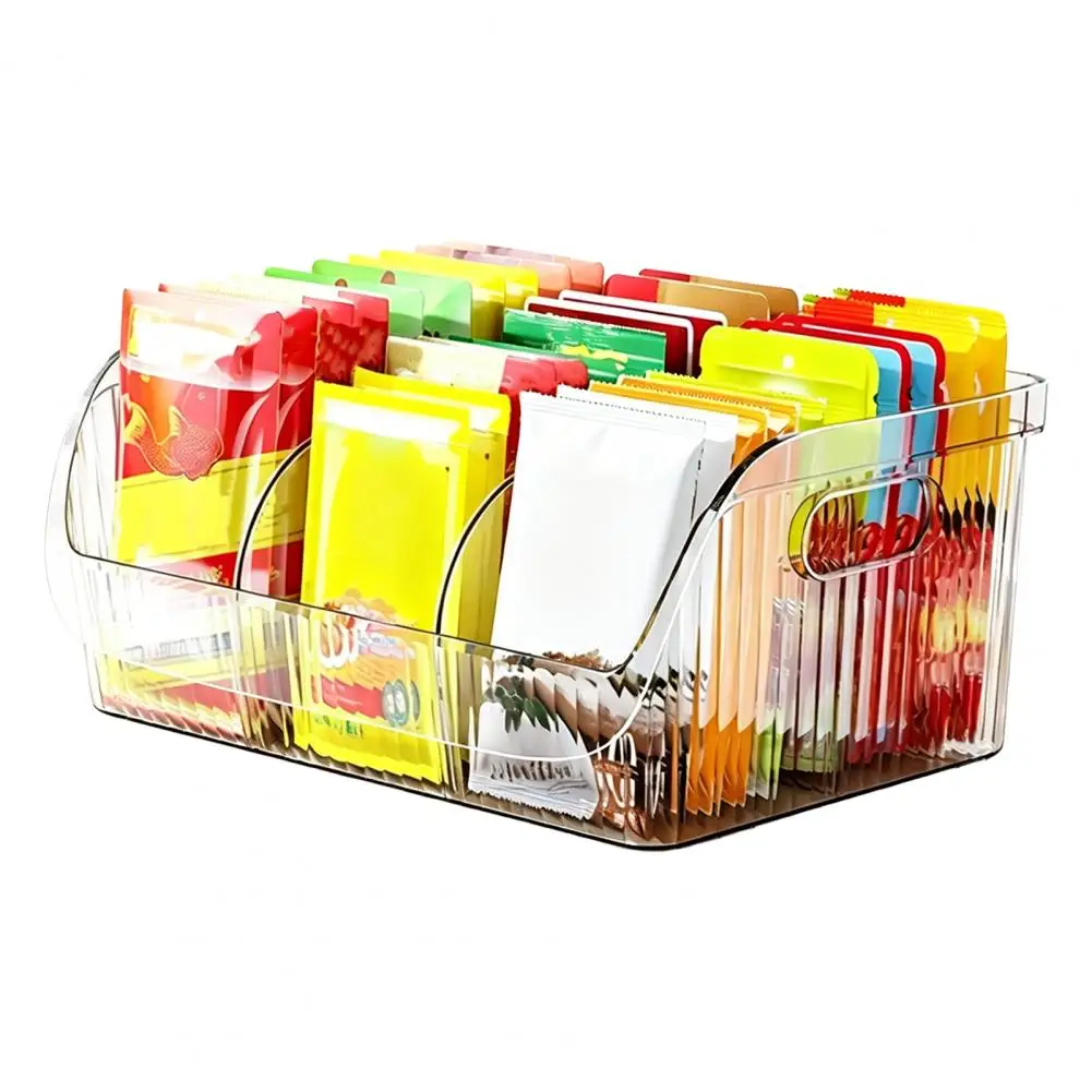 Kitchen Cabinet Organizer Kitchen Seasoning Organizer with Dividers Plastic Storage Box for Spice Packets Sauces Stackable