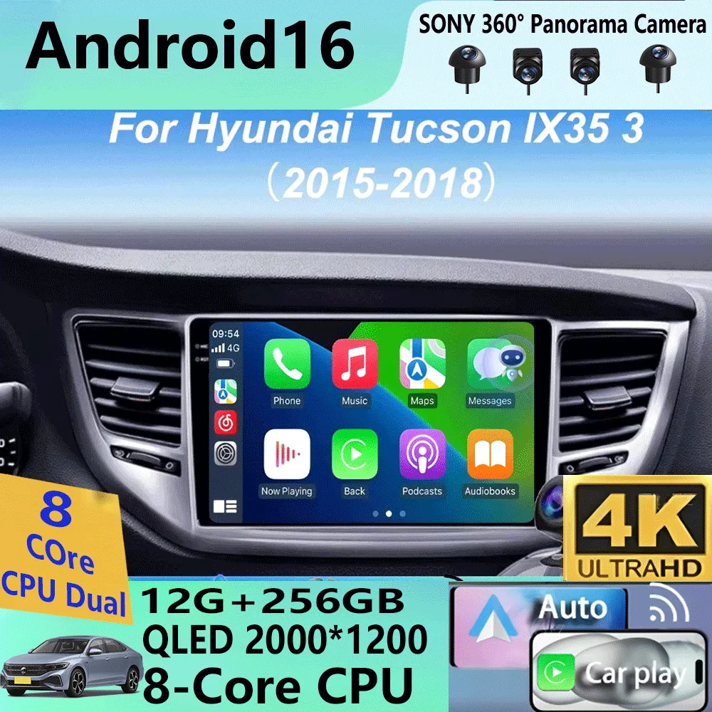 

Для Hyundai Tucson/IX35 3 2015-2018 4G Carplay DSP 2din Android 16 Автомагнитола Мультимедийный Видеоплеер Навигация GPS