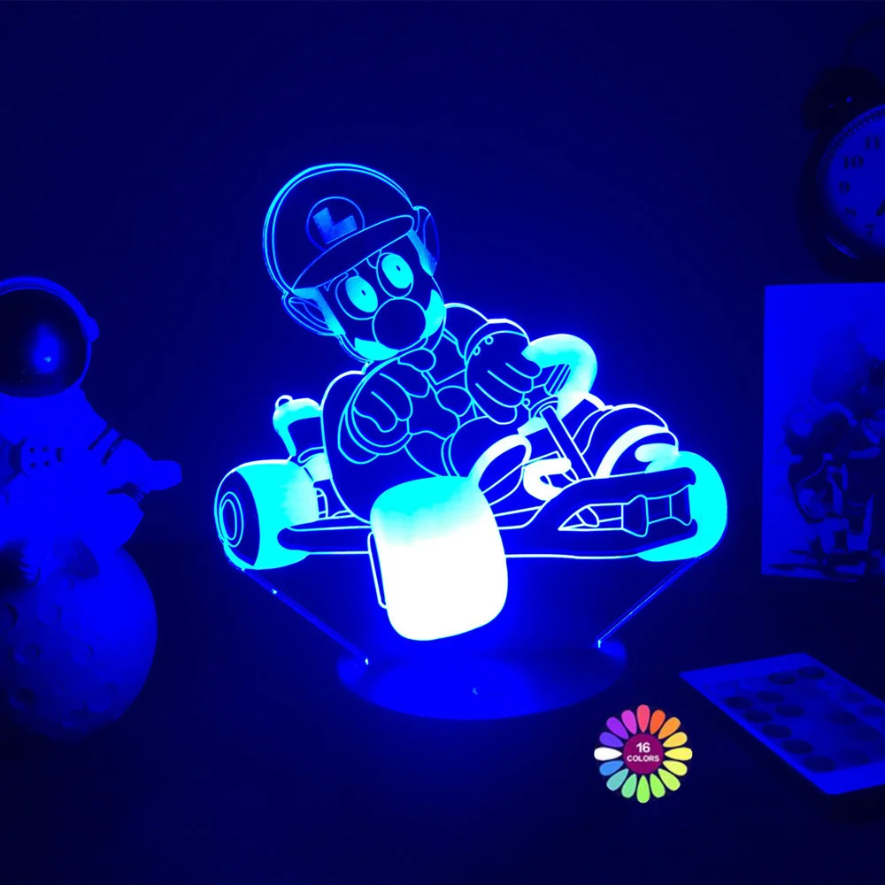 Yoshi 3D Illusion LED Night Light 16 Colors Gradual Changing Touch Switch USB Table Lamp for Holiday Gifts or Home Decorations