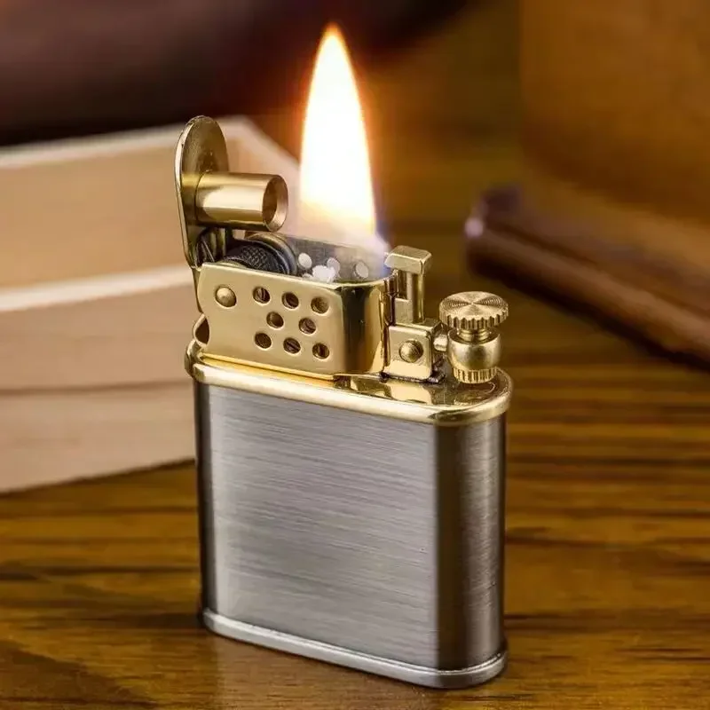 Zorro Brass Liner Kerosene Lighter Bounce Automatic Ignition Pure Copper Lighter Men's Series Smoking Gift with Box