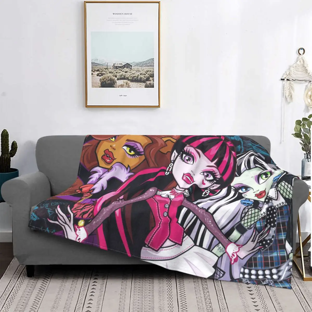 Draculaura Monster High Blanket Flannel Spring/Autumn Gothic Vampire Warm Throw Blankets for Bedding Bedroom Bedspreads