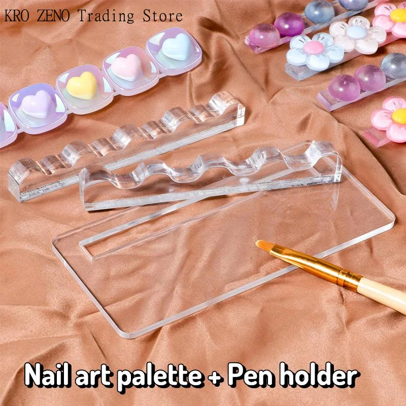 Reusable Nail Art Palette With Nail Art Pen Holder Brush Holder Sleek Organizer For Quick Color Mixing And Pen Storage Display