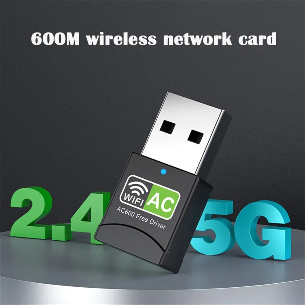 Dual Band USB wifi 600Mbps Adapter AC600 2.4GHz 5GHz WiFi PC Mini Computer Network Card Receiver 802.11b/n/g/ac