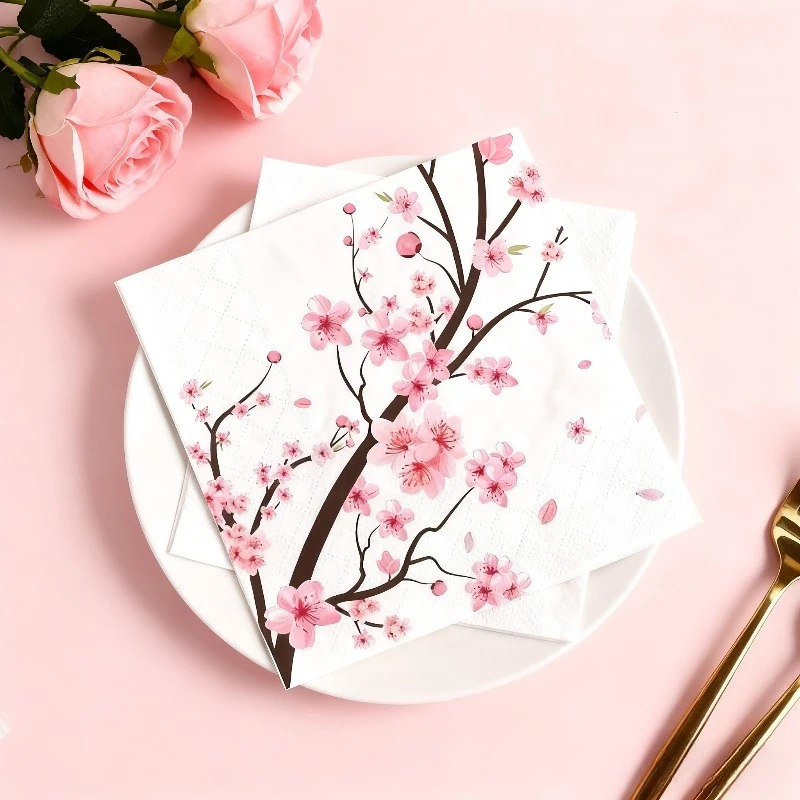 40 Sakura-Partyservietten – Themen-Cocktailservietten, verbessern das Event-Erlebnis, für festliche Anlässe, saugfähige Servietten, langlebiges Papier – Detail 2
