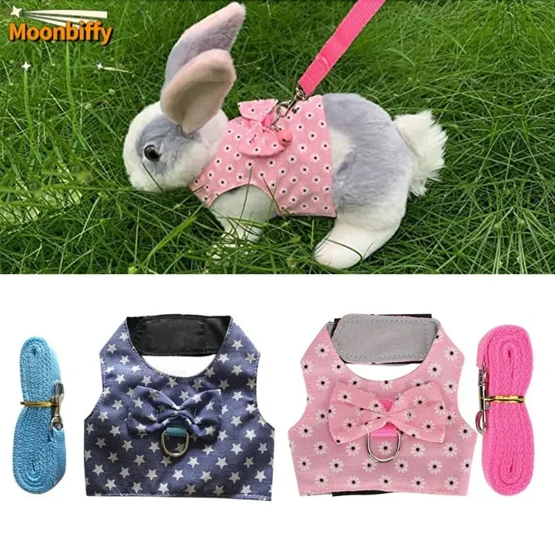 Small Animal Outdoor Walking Harness and Leash Set Cute Clothes for Puppy Kitten Pigs Bunny Chinchillas Necklace Rabbit Vest