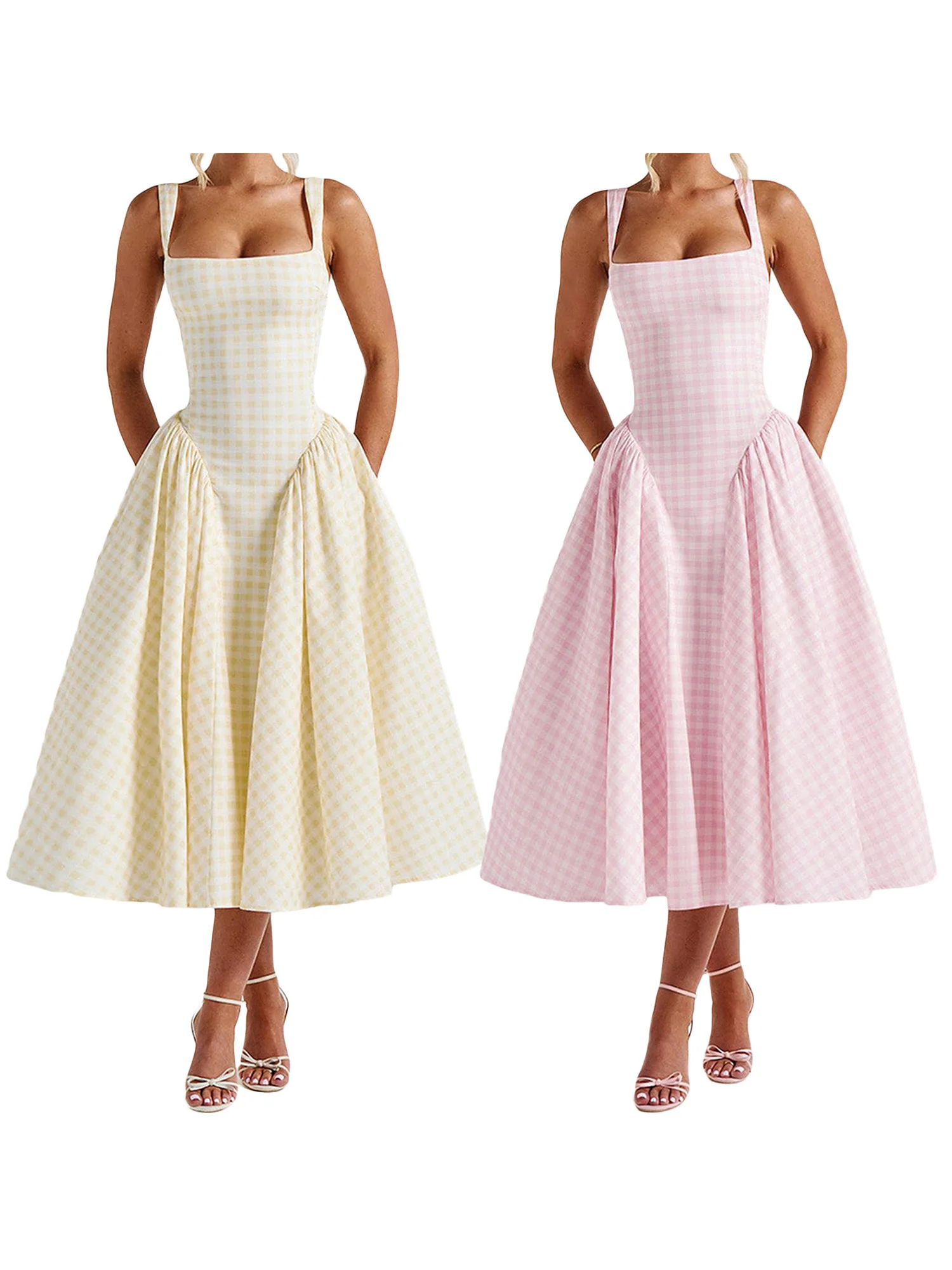 Elegant Floral Print Sleeveless Maxi Dress with V-Neckline and Ruffled Hem for Wedding Party Evening Prom Beach Casual Wear