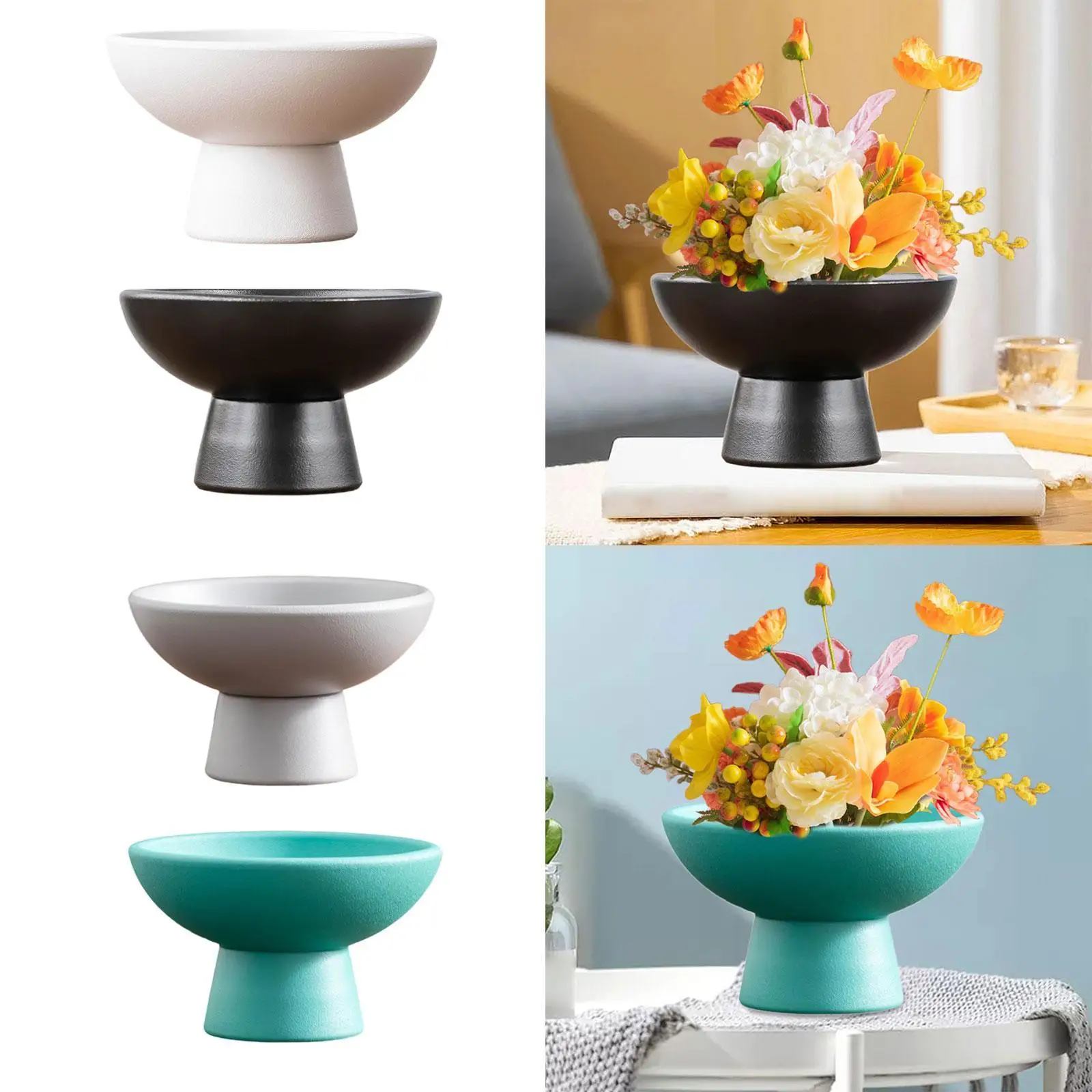 

Round Ceramic Flowerpot Fashion Home Decoration Planter Ornament Flower Arrangement Container for Garden Farmhouse Shelf