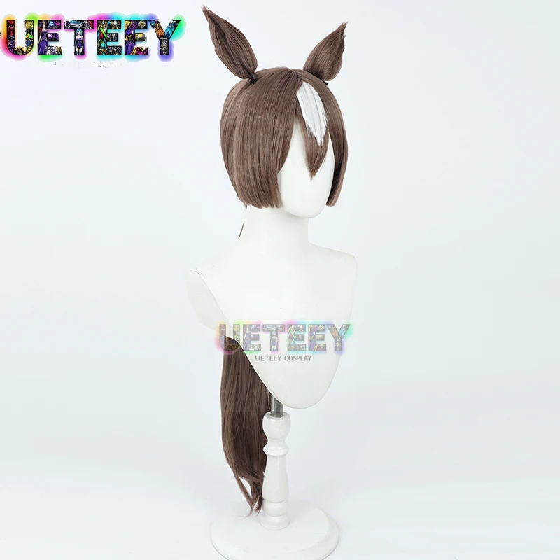 UETEEY Uma Musume: جميلة ديربي ساتونو الماس شعر مستعار تأثيري آذان الذيل تأثيري هالوين الدعامة الشعر الاصطناعية مقاومة للحرارة