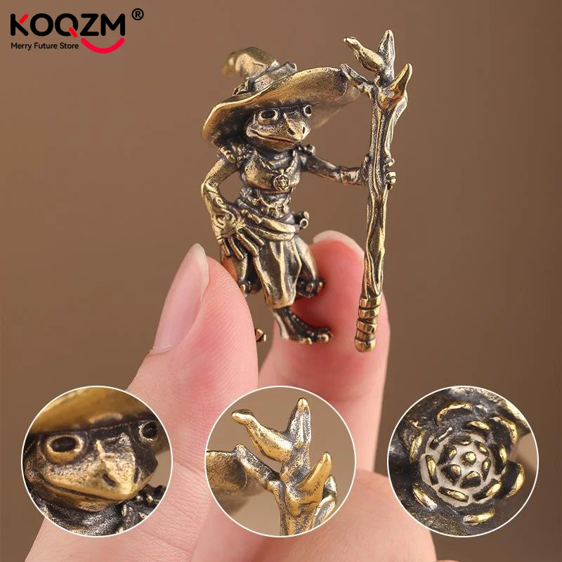 1 قطعة معدن خمر النحاس الضفدع معالج تمثال سطح المكتب زخرفة لطيف التماثيل المنمنمات المنزل والمكتب الديكور سيارة الحلي