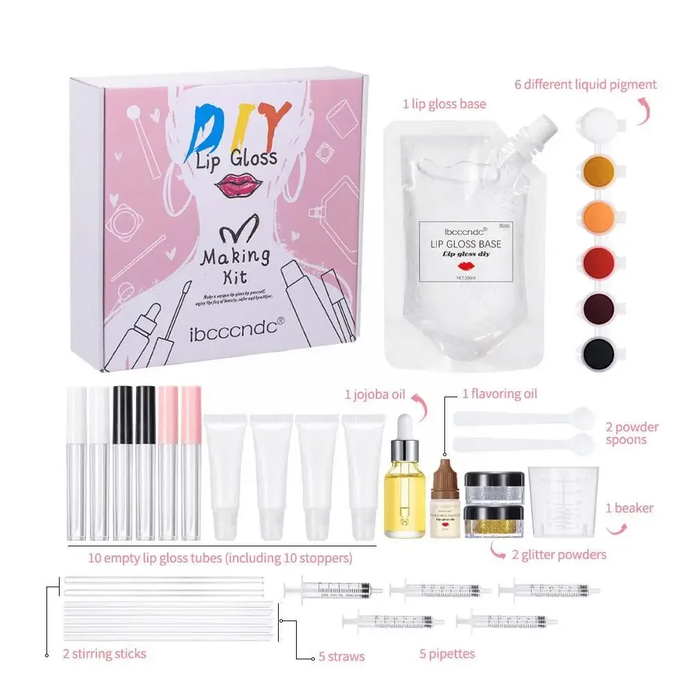 Lip Gloss Making Kit, Base de Brilho Labial, Ferramenta Material DIY, Brilho Brilhante, Tintas Esmaltes, Cosméticos Artesanais, Hidratante, Novo