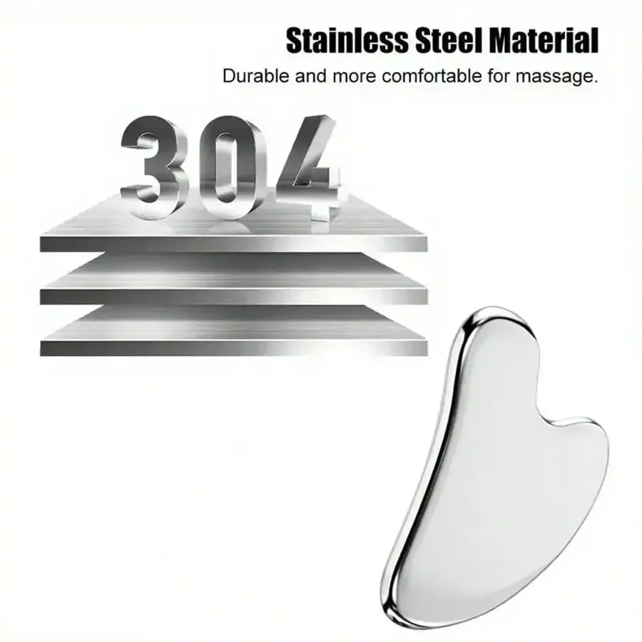 Herramientas faciales Gua Sha de acero inoxidable 304, herramientas de masaje Facial, raspador de Metal suave y resistente, herramienta Guasha para cara y cuerpo, Reduce la hinchazón