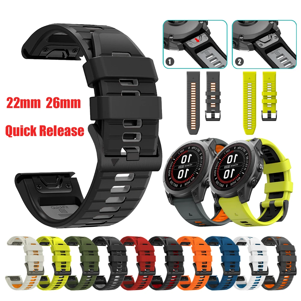 

Быстросъемный ремешок 22 мм 26 мм для Garmin Fenix 3HR 5X 5 Plus 6X 6 7X 7 8pro E Официальный силиконовый ремешок для часов Enduro 3 2/instinct 3