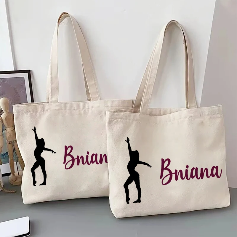 Personalized Pole Dancer Name Canvas Tote Bag Womens Custom Pole Dancing Gifts Pole Dance Teacher Gift Shoulder Bag Dance Lover