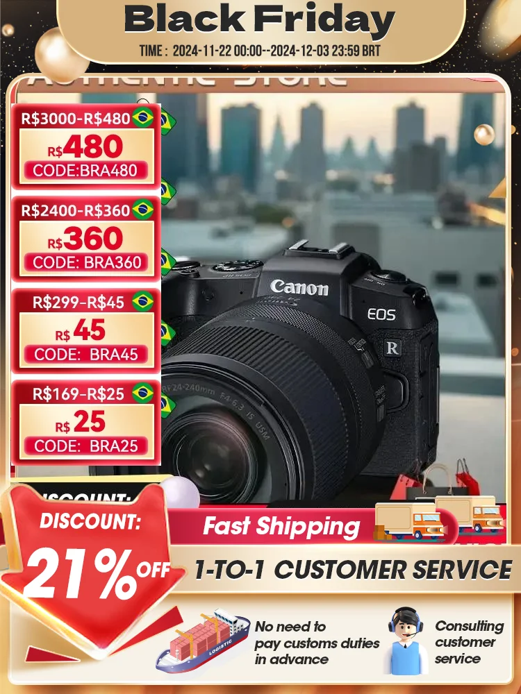 Canon EOS RP Full-Frame Mirrorless Digital Camera Compact Professional Photographer Photography 4K Video Cameras 10FPS 26.20MP