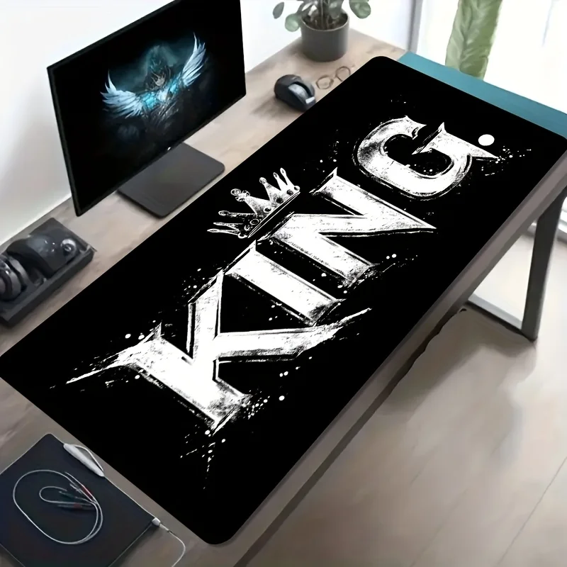 CIFBUY Large Gaming Mouse Pad Black White King Crown Art Non-slip Washable Rubber Base Oversized Desk Mat Office Computer Decor