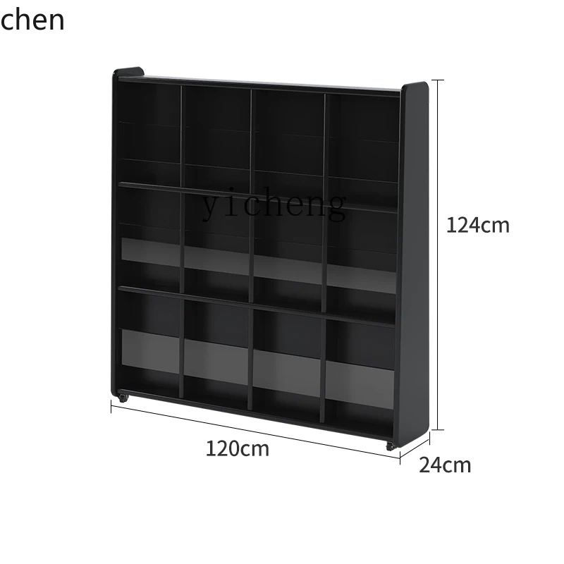 YFY Solid Wood Magazine Rack Movable Bookshelf Living Room Acrylic Open Floor the Newspaper Stand