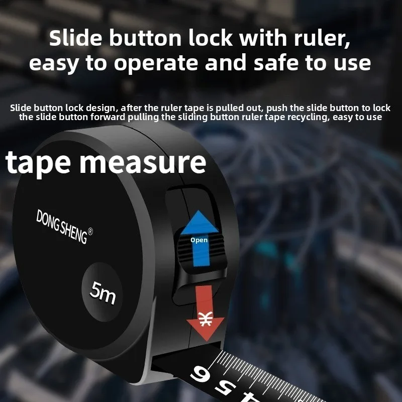 Retractable 5M 10M Tape Measure, Self-locking Measuring Ruler, Shockproof Hand Tool for Woodworking Construction