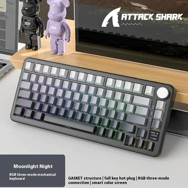 

X85Pro ATTACK SHARK Gaming Keyboard Wireless with Screen/Meta Knobs,RGB Hot-Swap Mechanical Keyboard for Gaming