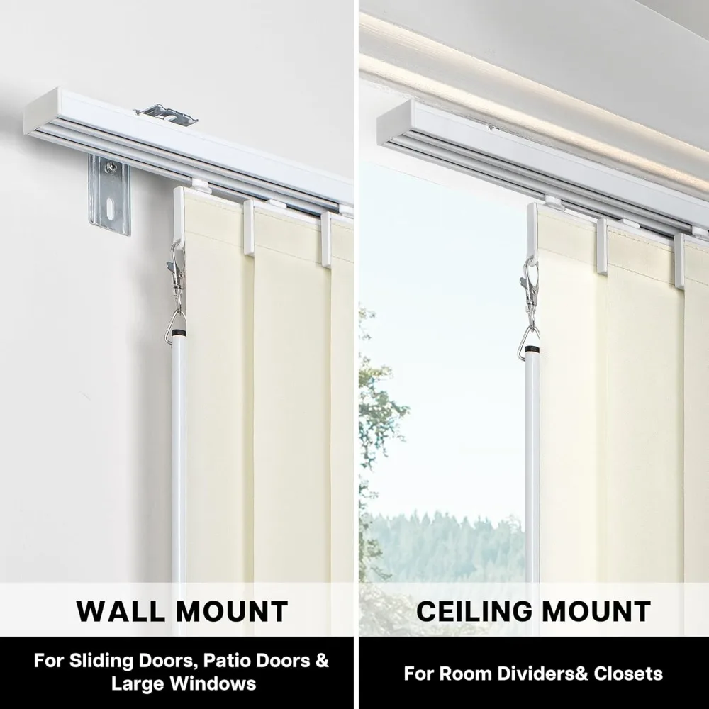 ستائر تعتيم عمودية قابلة للتعديل من Lazblinds للأبواب المنزلقة، مسار قابل للتمديد (45 3/4 بوصة - 82 5/8 بوصة عرض)، لوحات قابلة للتشذيب حتى t #5