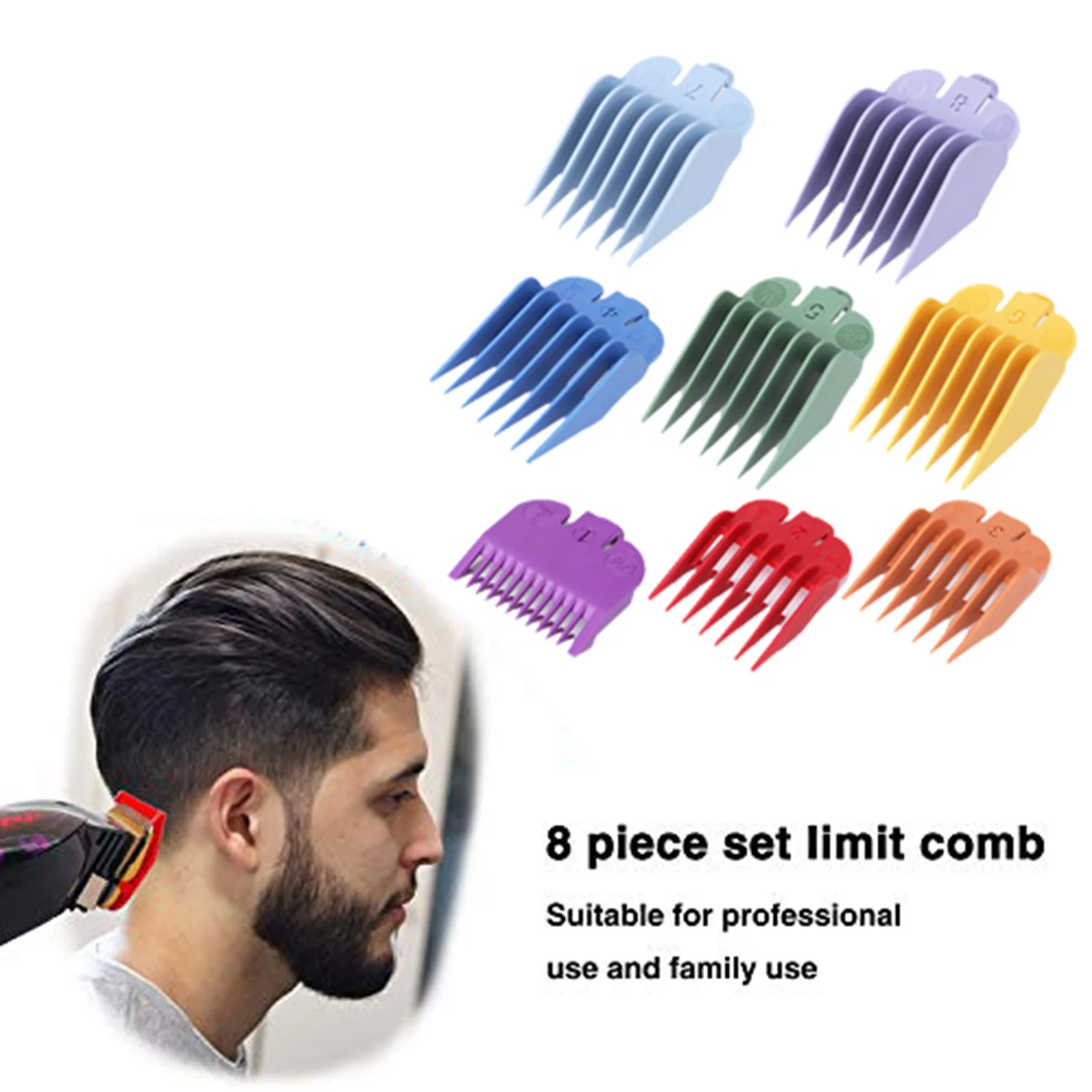 A78E-Professional Hair Clipper Replacement Sheath 8 Colors&Size Limit Comb Accessory Guide Comb, Suitable for Wahl Trimmers