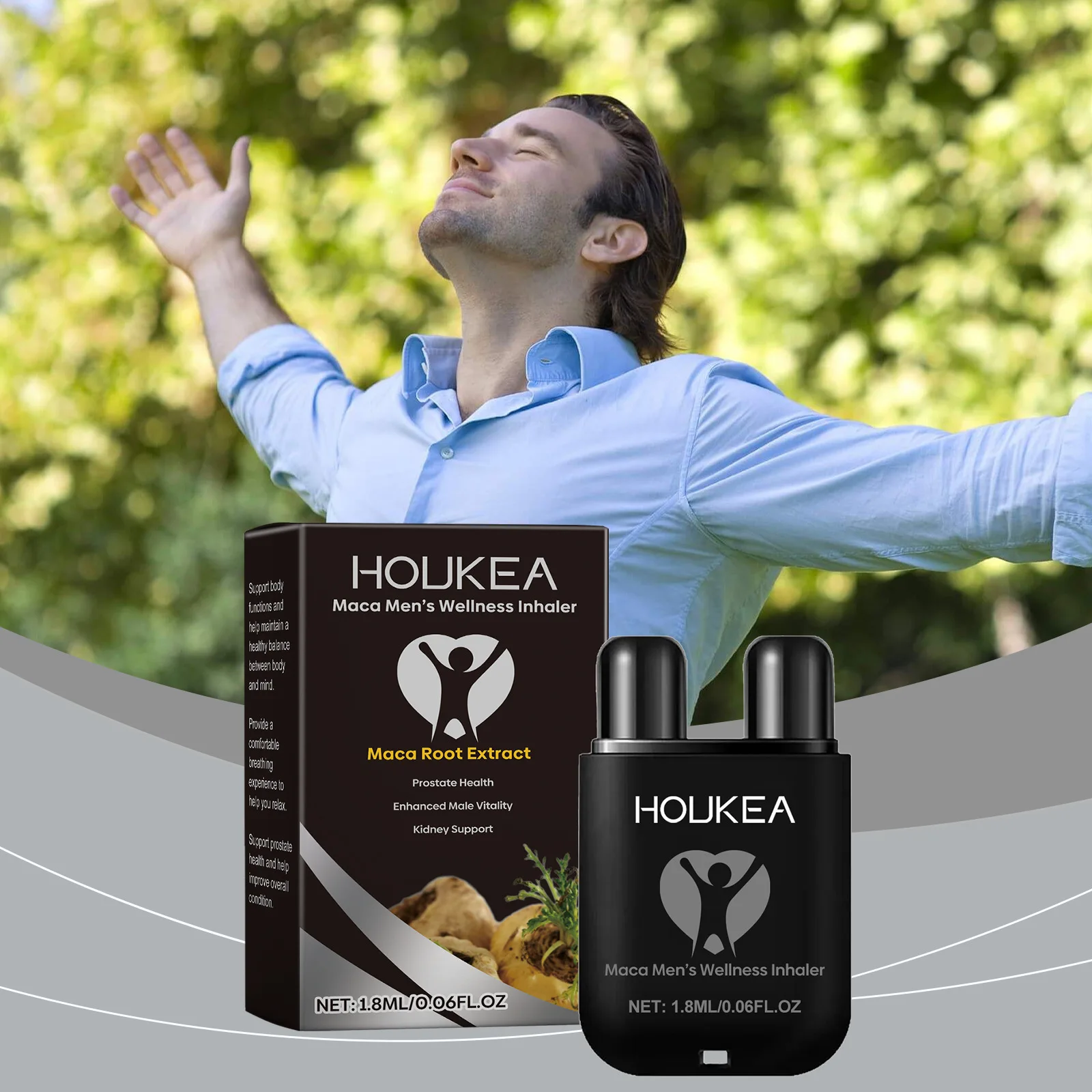 ﻿Double Hole Nasal Inhaler Male Enhancing Supplement Relieve Fatigue Stress enhance Energy Stamina Balance Hormone Maca Booster