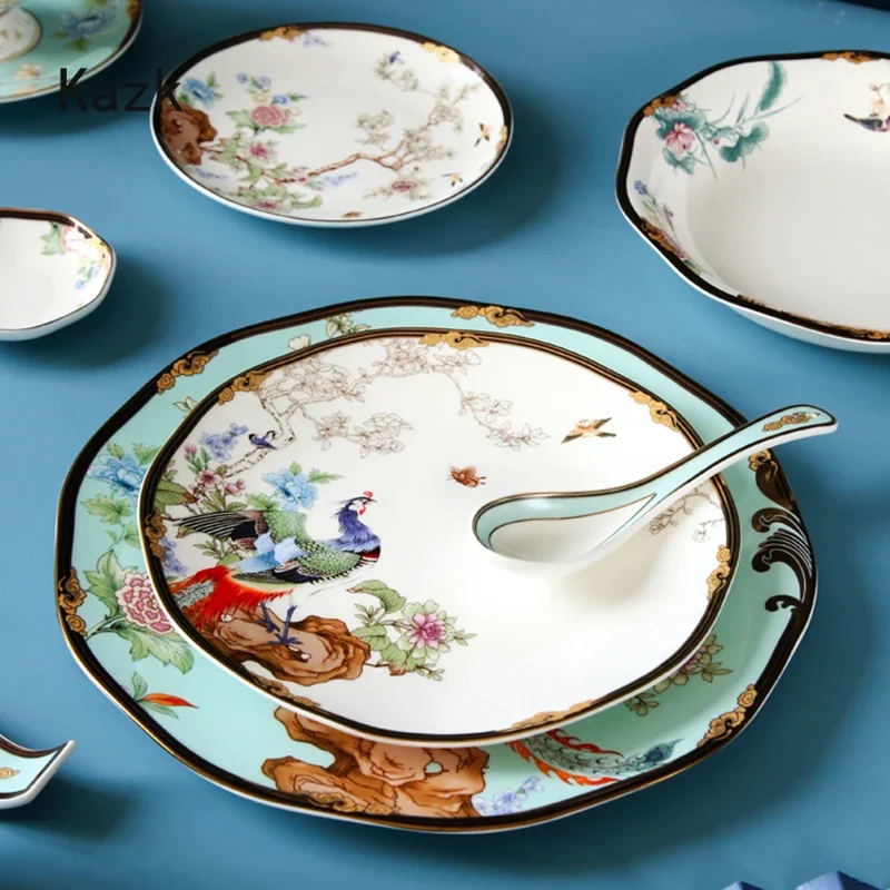 Creativity Phnom Penh Bone China Ceramic Plate Household High-end Dinner Plates Fish Plates European Style Tableware Set