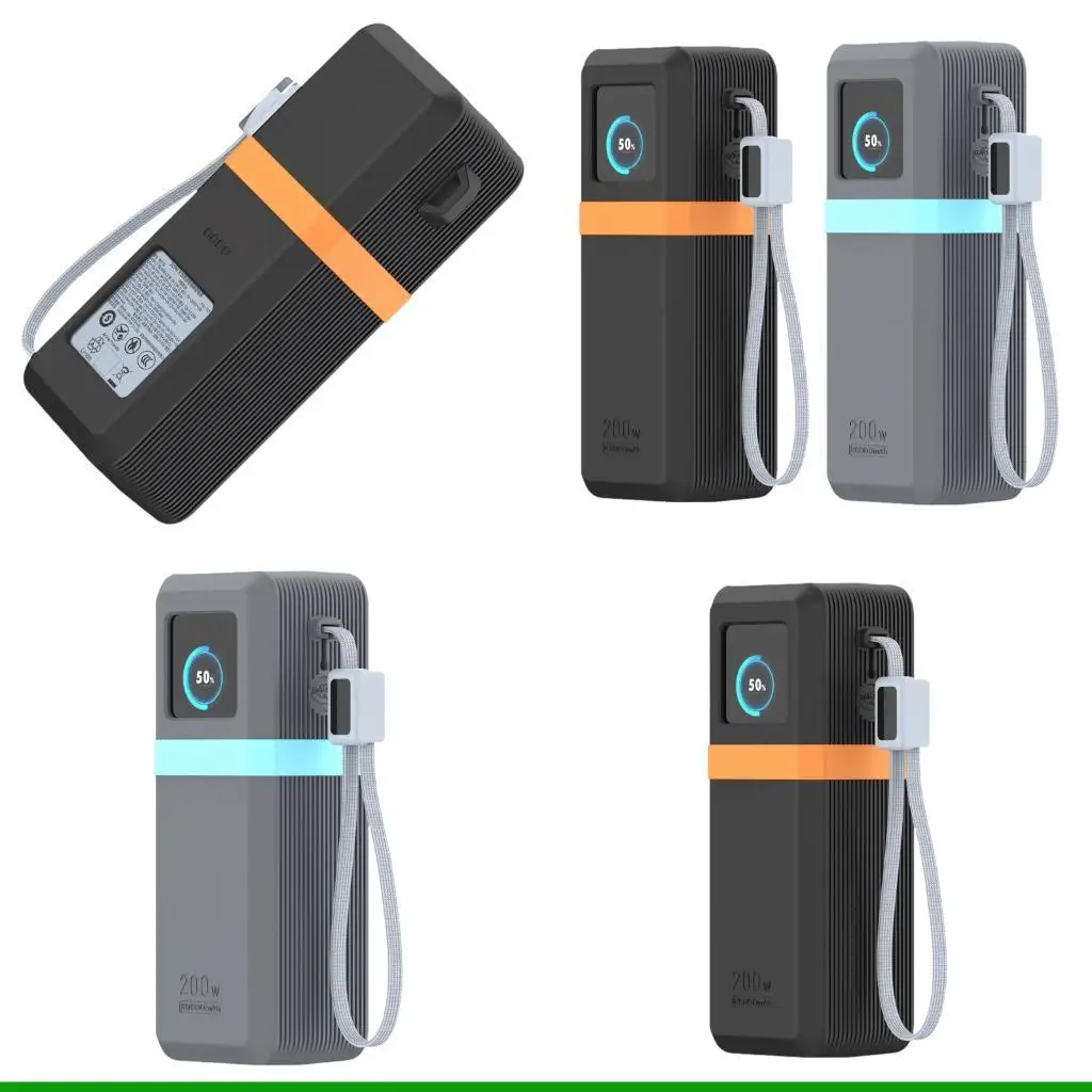 U55C Silicone Travel Carrying Case for 200W 25000mAh Build-in Cable PB728 Power Banks Storage Bag Protections Box