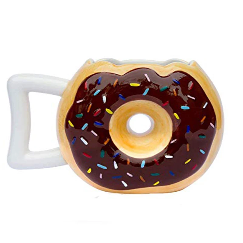 Ceramic Donut Mug Pink Glaze Doughnut With Sprinkles Best Cup For Coffee Tea Hot Chocolate