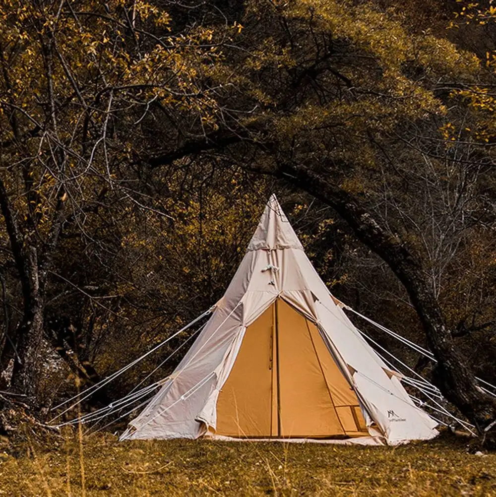 Mountainhiker Outdoor Pyramid Indian Camping Tent Foldable Thickened and Rainproof UV Protection Large Space Storm