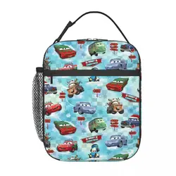 Custom Lightning McQueen Car Anime Lunch Bag Women Cooler isolamento termico Bento Box Kids School Children Tote Bags portatili