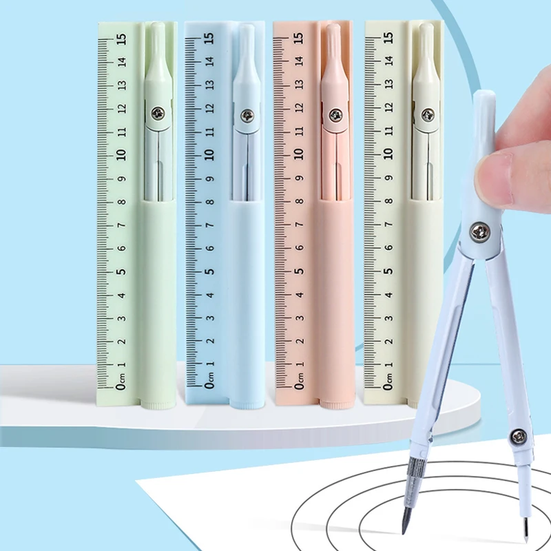 

3 In 1 Compass Set 15cm Ruler Measurement Set Learning Professional Multifunctional Drawing Tool Set Ruler,School Supplies 2348