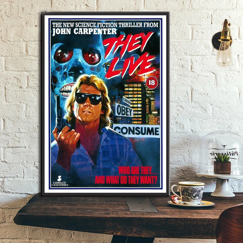 Hot Oil Canvas Painting THEY LIVE Horror Movie Film John Carpenter Poster Prints Art Wall Pictures For Living Room Home Decor