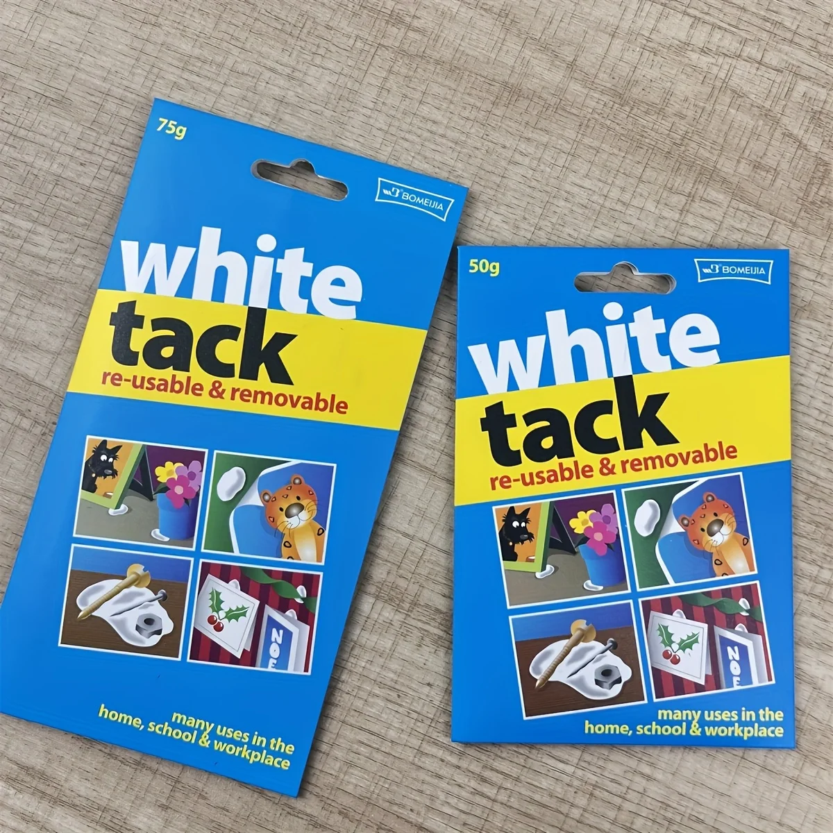 50g/75g White Tack Reusable Adhesive Putty Sticky Tack Non-Toxic Removable Wall Safe Tack Putty for Poster Photo Frames Party