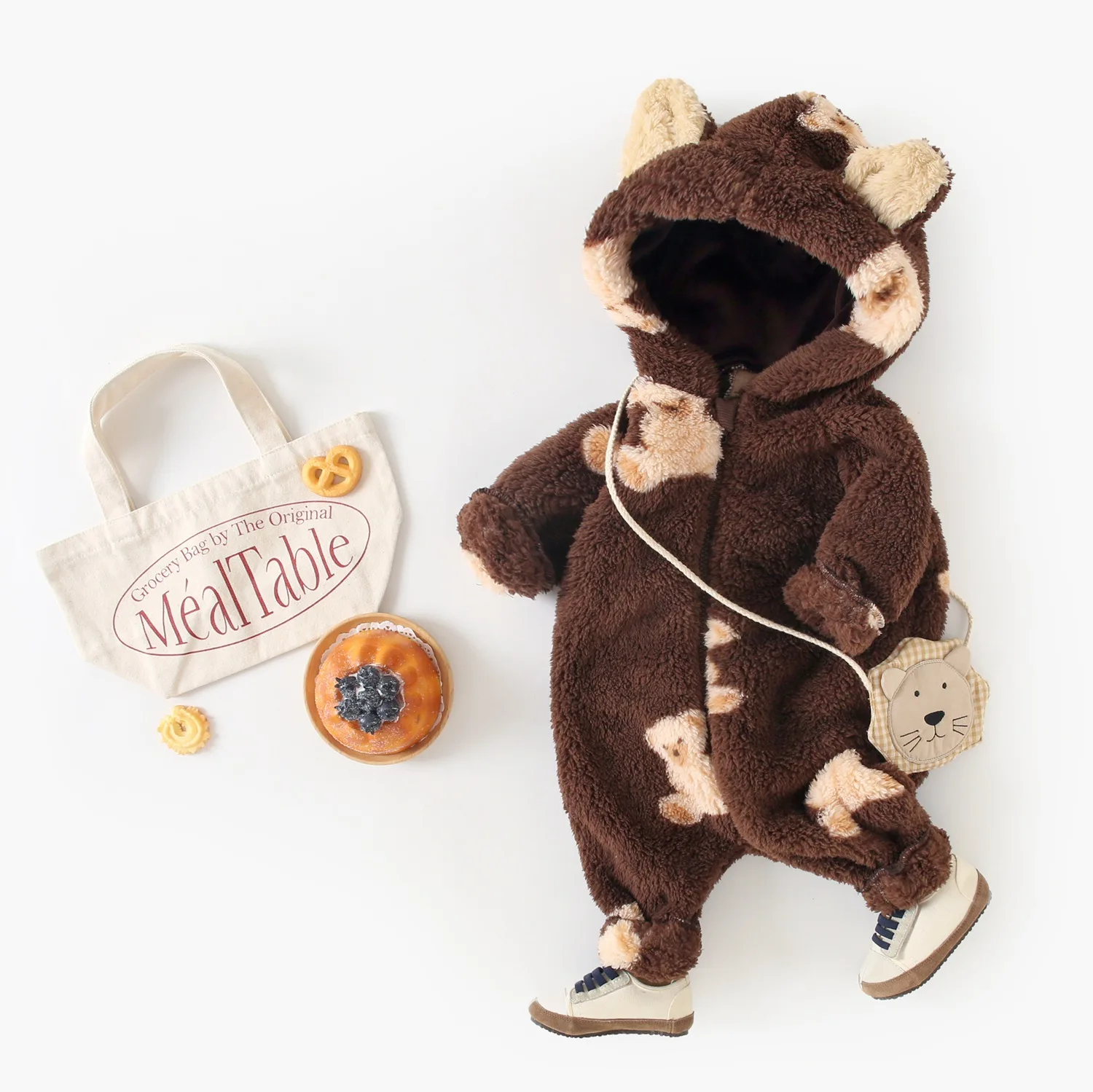 Sanlutoz Baby-Strampler mit Reißverschluss, Modische Winterkleidung, Warme Kapuzen-Jumpsuits mit Tiermotiven, Verdickt – Detail 5