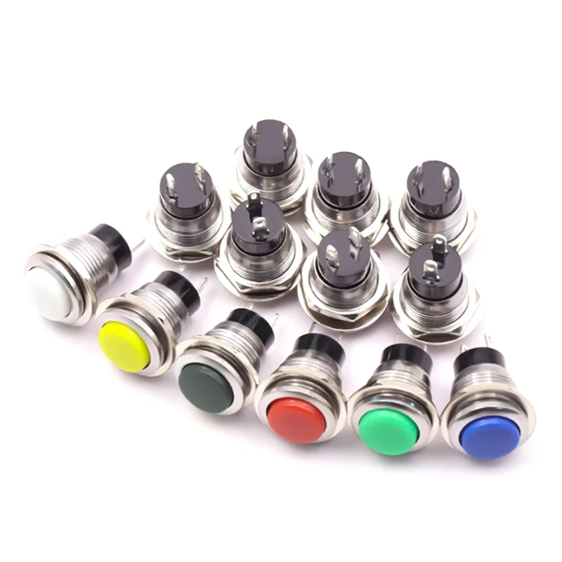 6PCS DS-318 circular button switch 12MM self resetting small horn doorbell button switch