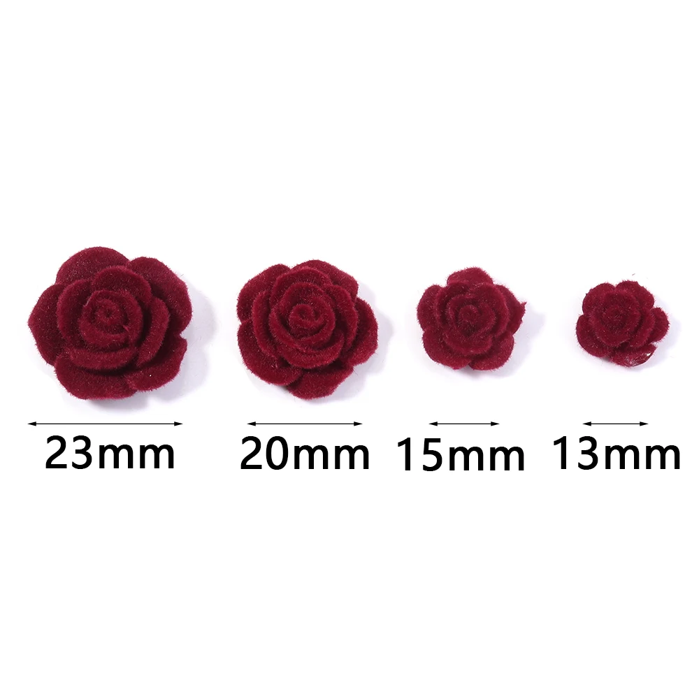 20 pièces résine Rose fleur vin rouge Flatback flocage fleurs pour bricolage fête de mariage vêtements de noël chapeaux boucles d'oreilles décoration