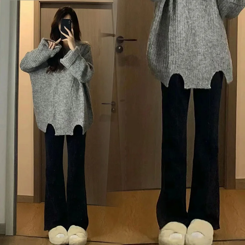 Black Women's Maternity Flared Pants Fashion Solid High Waist Belly Support Fitness Trousers For Pregnant Women All Match - view 4