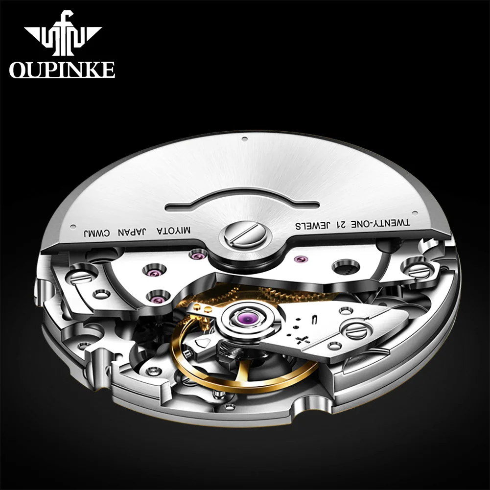 OUPINKE Luxury Top Brand Men\'s Watches Tungsten Steel Strip Automatic Mechanical Watch True Diamond Waterproof Date Male Watch