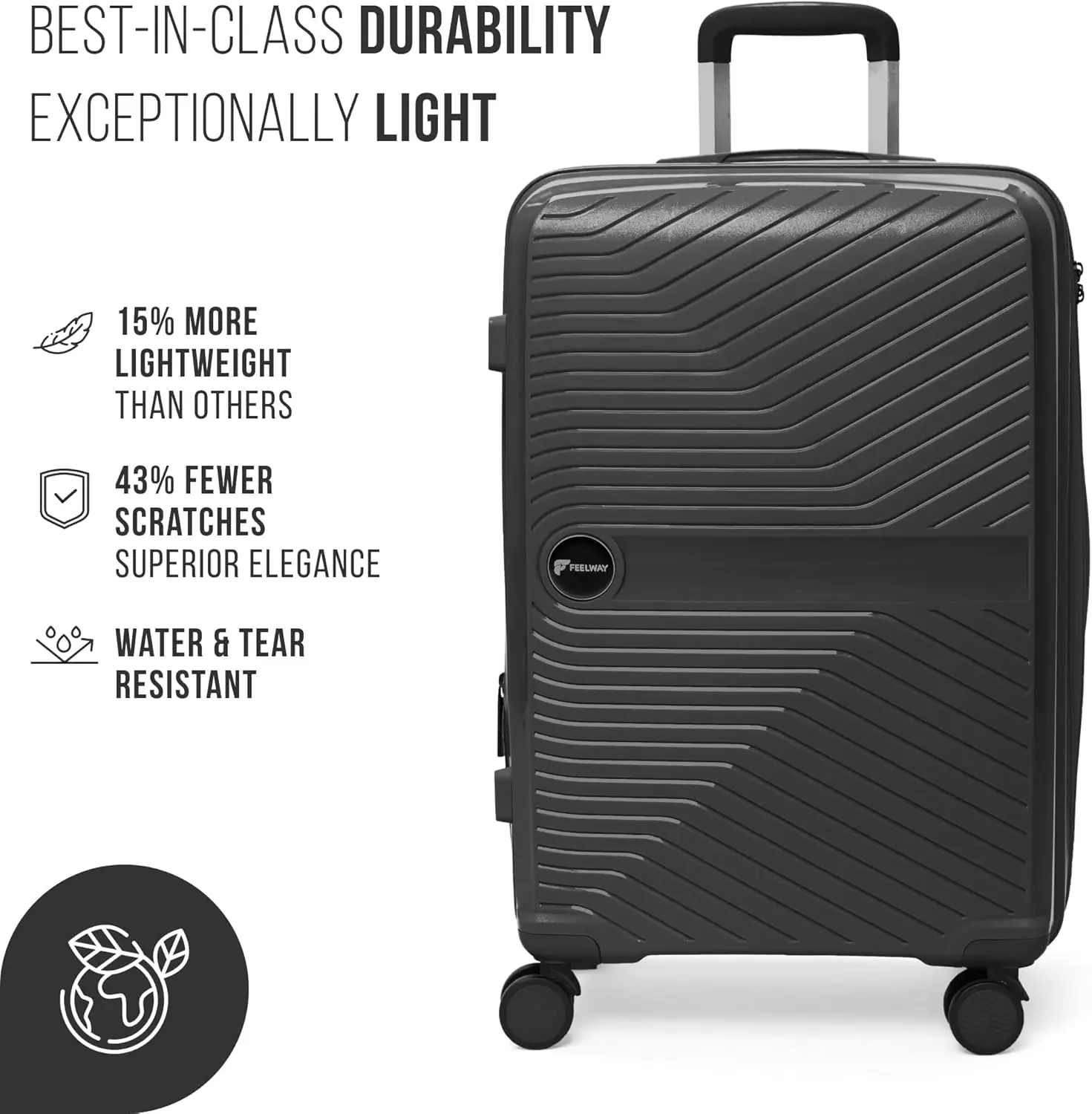 Feelway Travel 3-Piece Hard Side Luggage Set Durable, Expandable Design With 360° Double Spinner Wheels, Tsa Lock, Telescopic