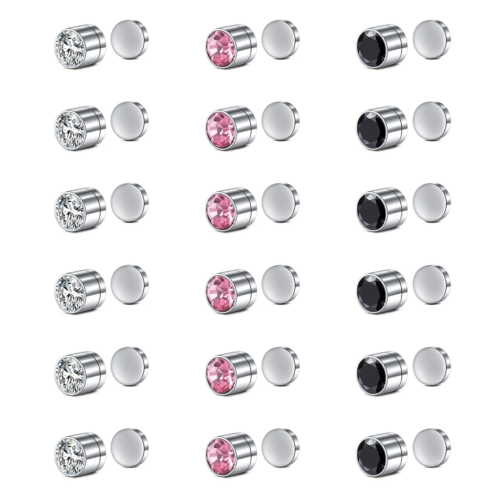 4/9 Paar/Set Ohrclips aus Edelstahl und gefälschte Nasenstecker, kein Piercing erforderlich, direkt tragen modische Clip-On-Ohrringe – Detail 6