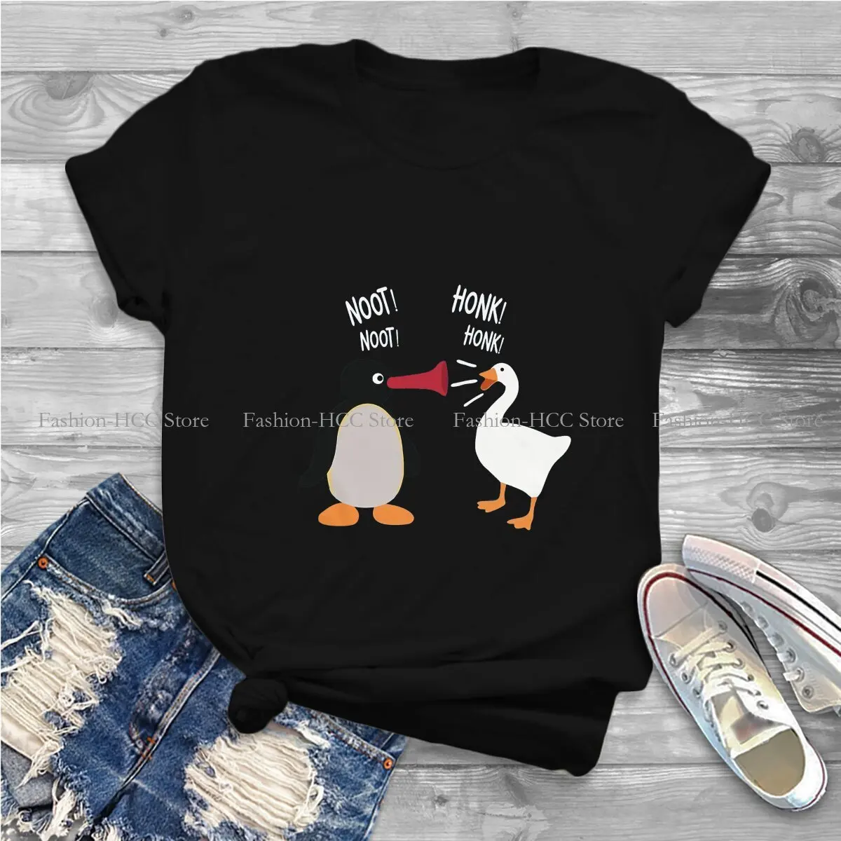 Noot Noot Honk Honk Graphic Polyester TShirt Pingu Cartoon Printing Streetwear Comfortable T Shirt Women